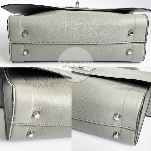 Givenchy Mini Shark Tooth Bag Satchel Top Handle Gray Leather SHW with COA - Picture 10 of 15